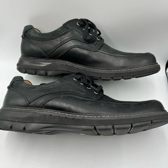 Men’s Clark’s Unstructured Black Leather Oxfords Size 11 - Picture 8 of 16